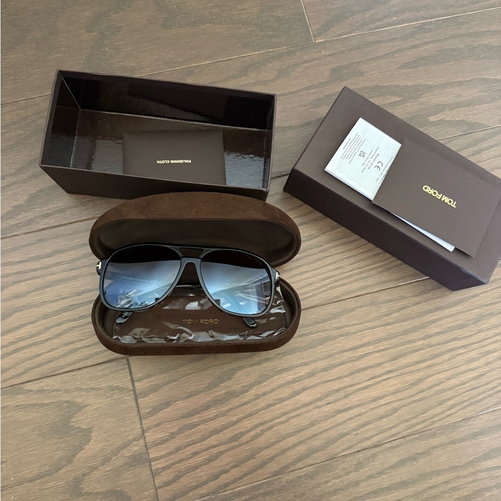Tom Ford Black Frame Sunglasses with Silver Details